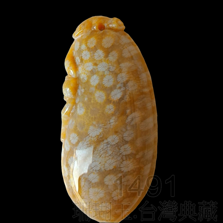 1491珊瑚玉.台灣典藏雕墜_D99998